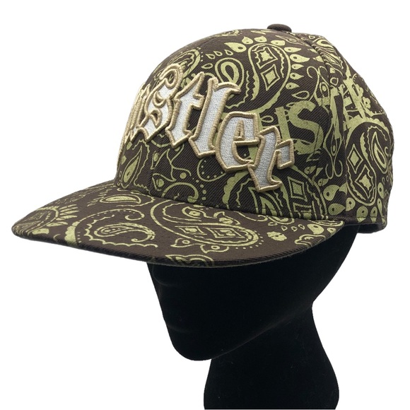 Hustler Hat Brown Mint Green Paisley Bandana Print Embroidery Large Baseball Cap - Picture 3 of 9